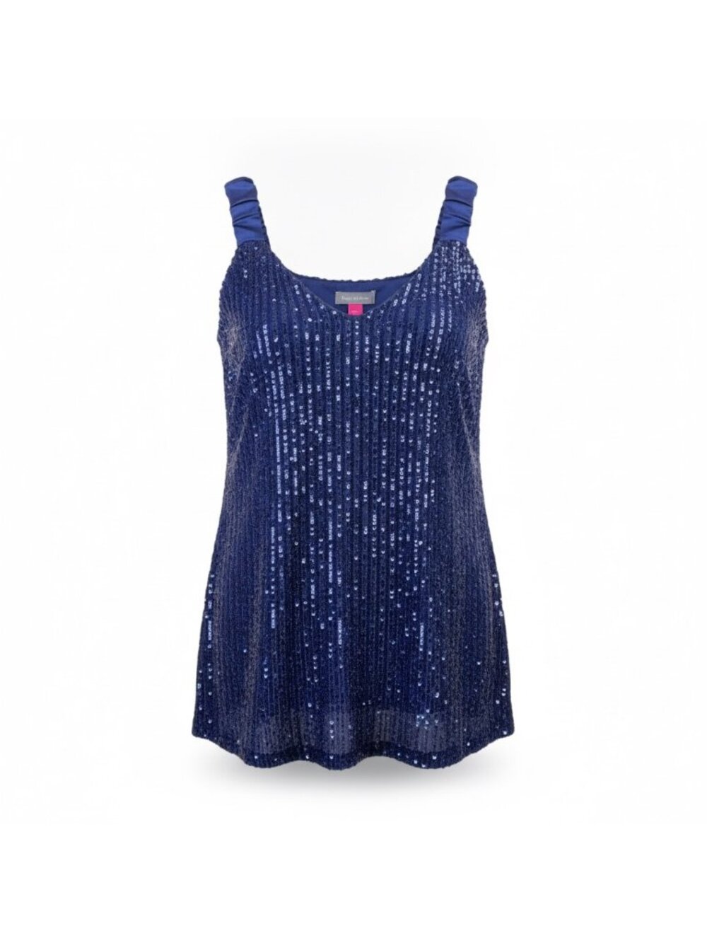 Vince Camuto Womens Navy Sequin Sleeveless Sparkle Tank Top Sz XS